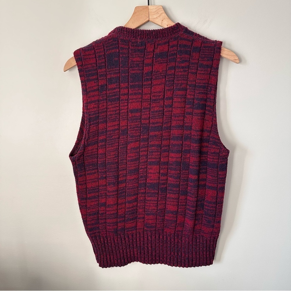 Expressions By Campus Vintage Sz M 70s 80s Sweater Vest Red Navy USA Made Wool - Picture 5 of 8